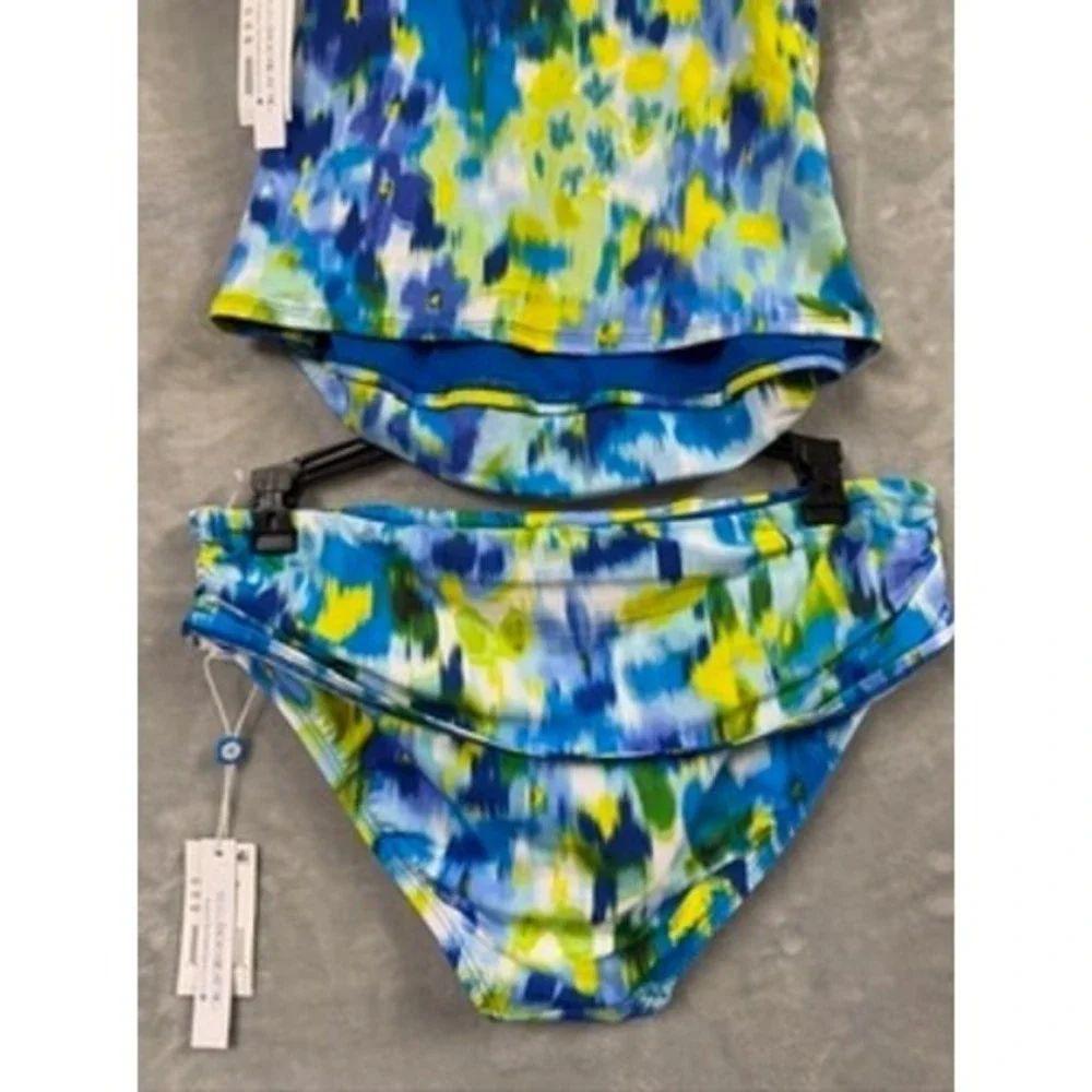 Bleu by Rod Beattie Life's A Beach Tankini Top & Sarong Hipster Bikini Bottoms 8